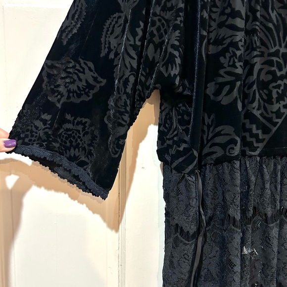 Free People Fortune Teller Black Velvet Lace Babydoll Tunic Witchy Fairy XS - Picture 8 of 13
